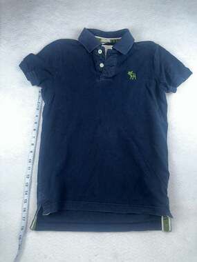 Y2K Abercrombie & Fitch Men's Muscle Fit Navy Blue Polo Shirt Small